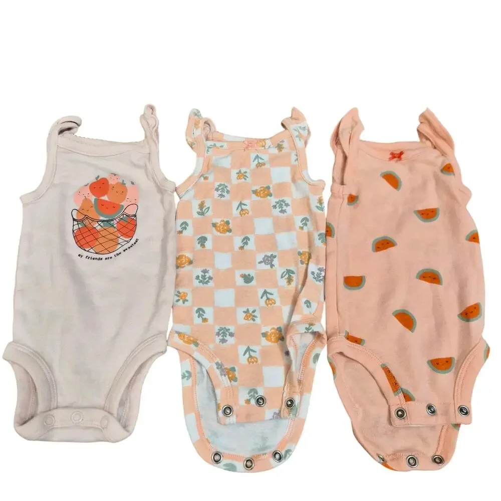 Carter's Newborn Lot of 3 Tank Top Girl Bodysuit Onesie 100% Cotton